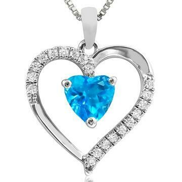 Heart Blue Topaz Pendant with Diamond Accent 14KT Gold Heart Blue Topaz Pendant with Diamond Accent 14KT Gold