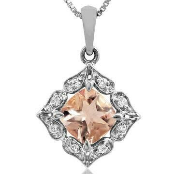 Floral Morganite Pendant with Diamond Frame 14KT Gold Floral Morganite Pendant with Diamond Frame 14KT Gold