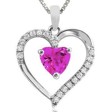 Heart Pink Topaz Pendant with Diamond Accent 14KT Gold