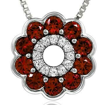 Floral Ruby Pendant with Diamond Accent White Gold