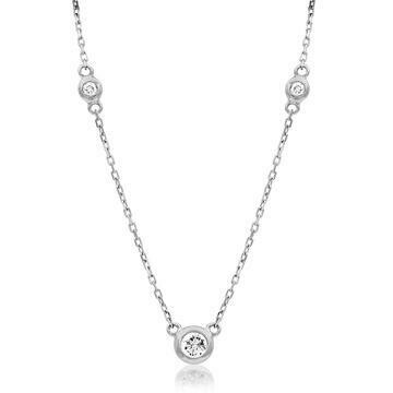 Diamond Bezel Gemstone Necklace White Gold