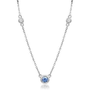 Diamond Bezel Tanzanite Necklace White Gold Diamond Bezel Tanzanite Necklace White Gold