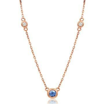 Diamond Bezel Tanzanite Necklace Rose Gold