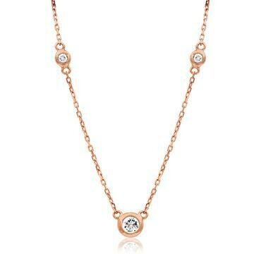 Diamond Bezel Gemstone Necklace Rose Gold Diamond Bezel Gemstone Necklace Rose Gold
