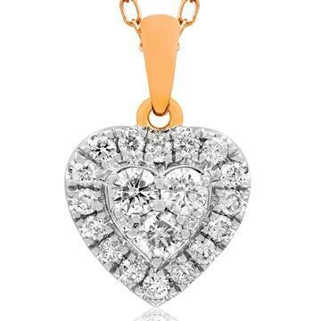 Heart Diamond Cluster Necklace 18K White Gold