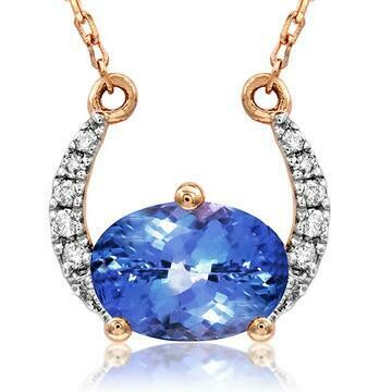 Crescent Moon Tanzanite Necklace with Diamond Accent Rose Gold