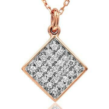 Diamond Pavé Square Necklace Rose Gold Diamond Pavé Square Necklace Rose Gold