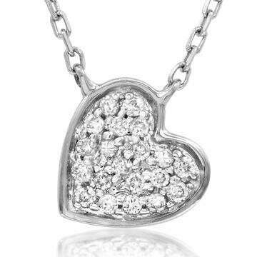 Diamond Pavé Heart Necklace White Gold