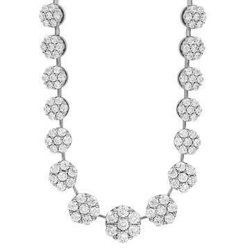 Diamond Cluster Necklace White Gold