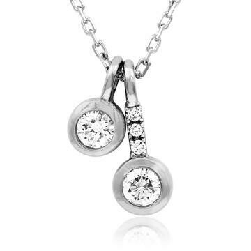 Two-Stone Diamond Bezel Necklace White Gold Two-Stone Diamond Bezel Necklace White Gold