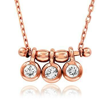 Three-Stone Dangle Diamond Necklace Rose Gold Three-Stone Dangle Diamond Necklace Rose Gold