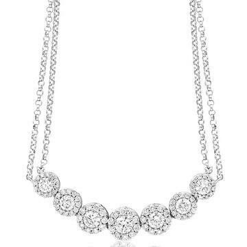 Two-String Diamond Cluster Necklace 18k White Gold Two-String Diamond Cluster Necklace 18k White Gold