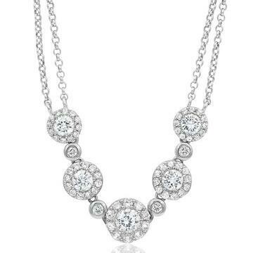 Two-String Diamond Cluster Necklace 18k White Gold Two-String Diamond Cluster Necklace 18k White Gold