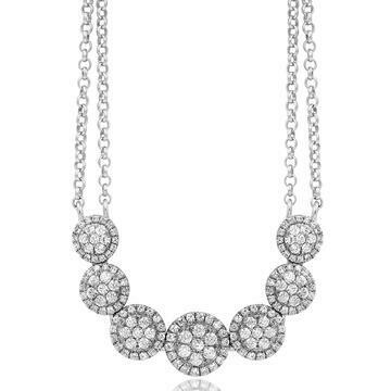 Two-String Diamond Cluster Necklace 18k White Gold Two-String Diamond Cluster Necklace 18k White Gold