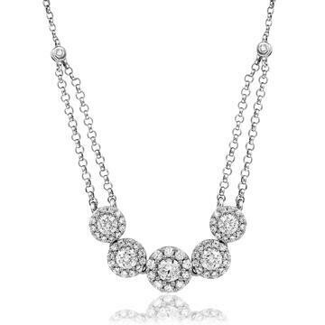 Two-String Diamond Cluster Necklace 18k White Gold Two-String Diamond Cluster Necklace 18k White Gold