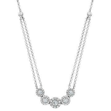 Two-String Diamond Cluster Necklace White Gold Two-String Diamond Cluster Necklace White Gold