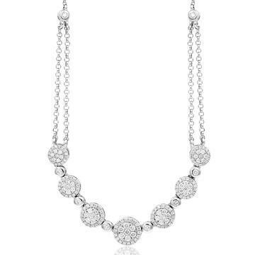 Two-String Diamond Cluster Necklace 18k White Gold