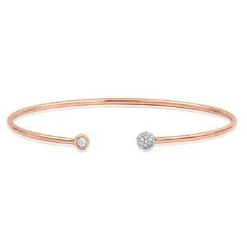 Open Gold Bangle with Diamond Cluster Rose Gold Open Gold Bangle with Diamond Cluster Rose Gold