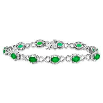 Open Gold Emerald Bangle with Diamond Cluster White Gold Open Gold Emerald Bangle with Diamond Cluster White Gold