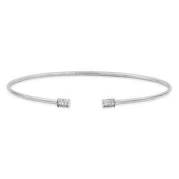 Open Gold Bangle with Diamond Accent White Gold Open Gold Bangle with Diamond Accent White Gold