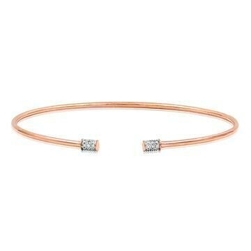 Open Gold Bangle with Diamond Accent Rose Gold