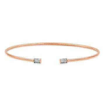 Open Gold Bangle with Diamond Accent Rose Gold Open Gold Bangle with Diamond Accent Rose Gold