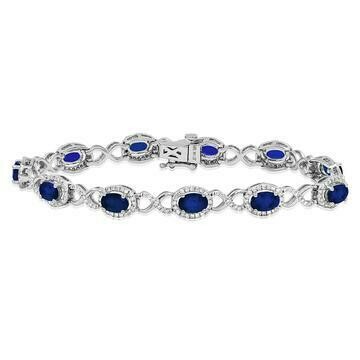 Open Gold Blue Sapphire Bangle with Diamond Cluster White Gold