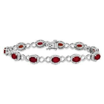 Open Gold Ruby  Bangle with Diamond Cluster White Gold