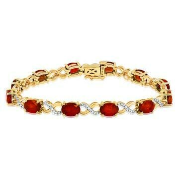 Oval Garnet Twist Bracelet with Diamond Accent Yellow Gold Oval Garnet Twist Bracelet with Diamond Accent Yellow Gold