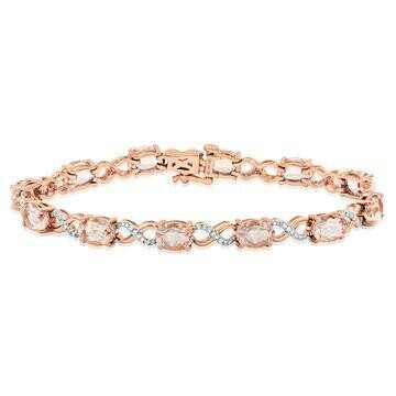 Oval Morganite Twist Bracelet with Diamond Accent Rose Gold