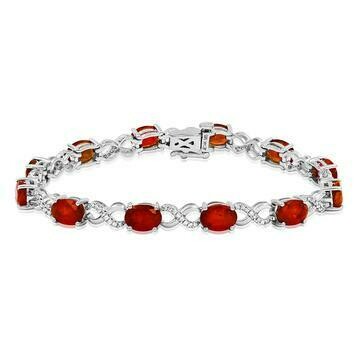 Oval Ruby Twist Bracelet with Diamond Accent White Gold Oval Ruby Twist Bracelet with Diamond Accent White Gold
