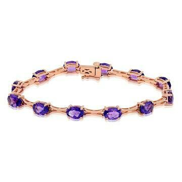 Oval Amethyst Bracelet Rose Gold