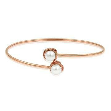 Pearl Bypass Bangle Rose Gold