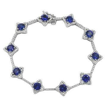 Cross Blue Sapphire Bracelet with Diamond Accent White Gold Cross Blue Sapphire Bracelet with Diamond Accent White Gold