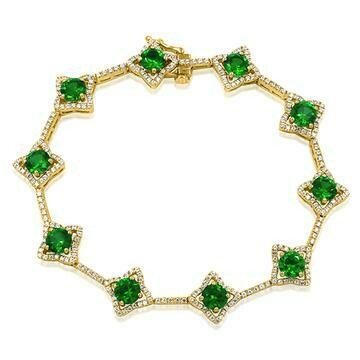 Cross Emerald Bracelet with Diamond Accent Yellow Gold Cross Emerald Bracelet with Diamond Accent Yellow Gold