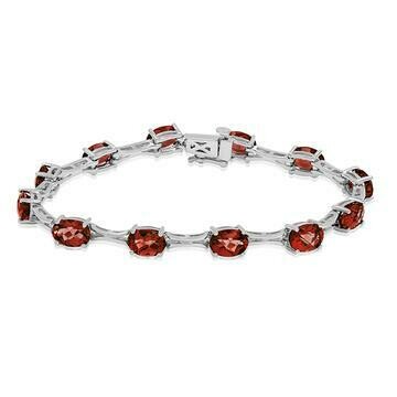 Oval Garnet Bracelet White Gold Oval Garnet Bracelet White Gold