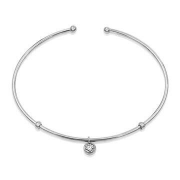 Single Diamond Dangle Bangle White Gold