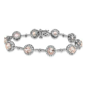 Morganite Halo Bracelet with Diamond Accent White Gold Morganite Halo Bracelet with Diamond Accent White Gold