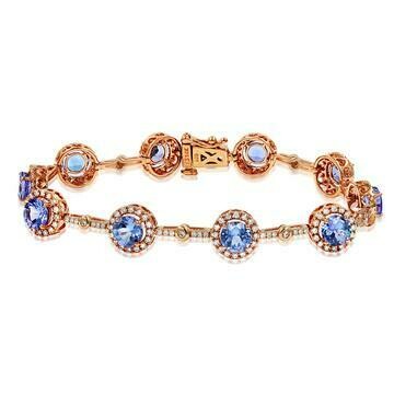 Tanzanite Halo Bracelet with Diamond Accent Rose Gold Tanzanite Halo Bracelet with Diamond Accent Rose Gold