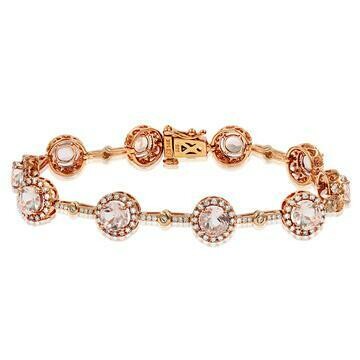 Morganite Halo Bracelet with Diamond Accent Rose Gold Morganite Halo Bracelet with Diamond Accent Rose Gold