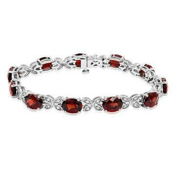 Oval Garnet Butterfly Bracelet with White Sapphires Oval Garnet Butterfly Bracelet with White Sapphires