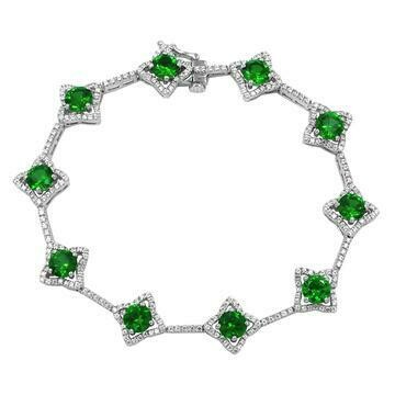 Cross Emerald Bracelet with Diamond Accent White Gold Cross Emerald Bracelet with Diamond Accent White Gold