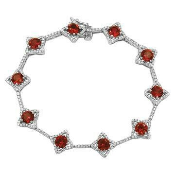 Cross Ruby Bracelet with Diamond Accent White Gold