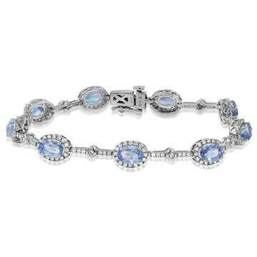 Oval Tanzanite Halo Bracelet with Diamond Accent White Gold Oval Tanzanite Halo Bracelet with Diamond Accent White Gold