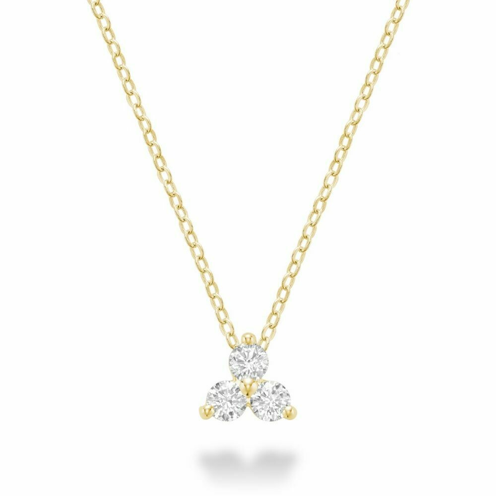 Three Stone Diamond Pendant Yellow Gold