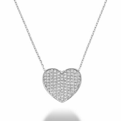Curved Heart-Shaped Diamond Pendant White Gold Curved Heart-Shaped Diamond Pendant White Gold