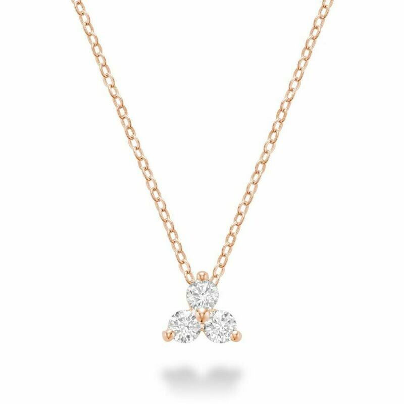 Three Stone Diamond Pendant Rose Gold