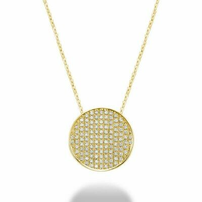 Curved Disk Diamond Pendant 0.25 CTDI Yellow Gold Curved Disk Diamond Pendant 0.25 CTDI Yellow Gold