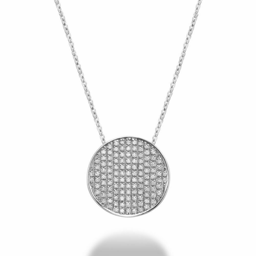 Curved Disk Diamond Pendant 0.25 CTDI White Gold