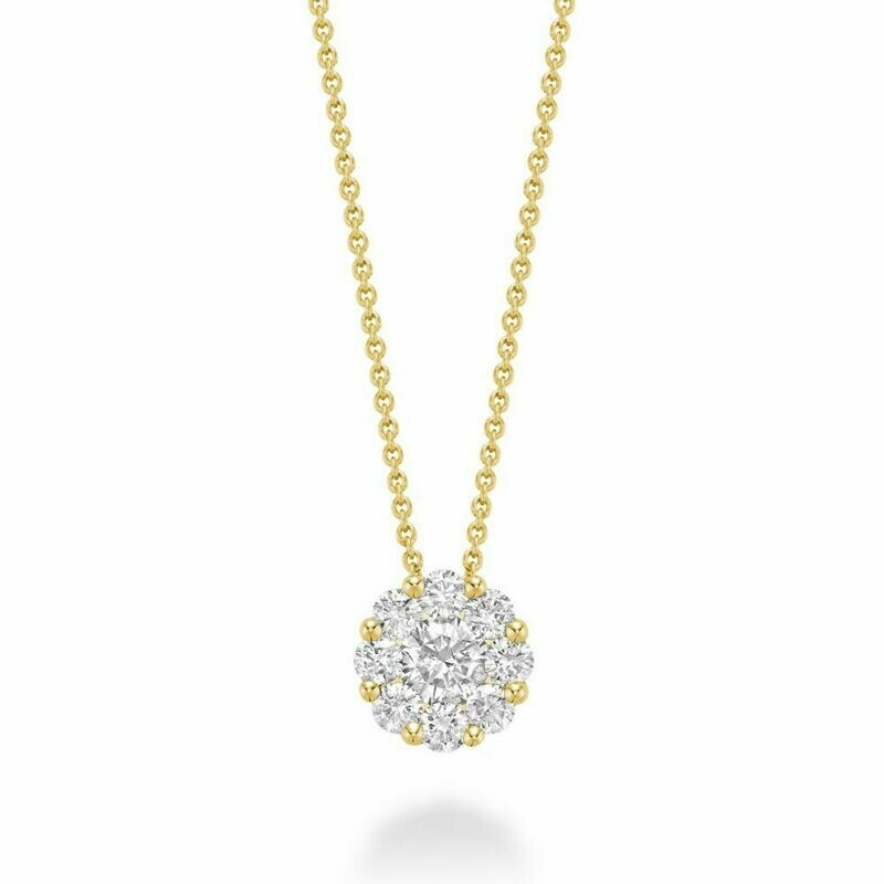 Cluster Diamond Pendant 0.75 CTDI Yellow Gold